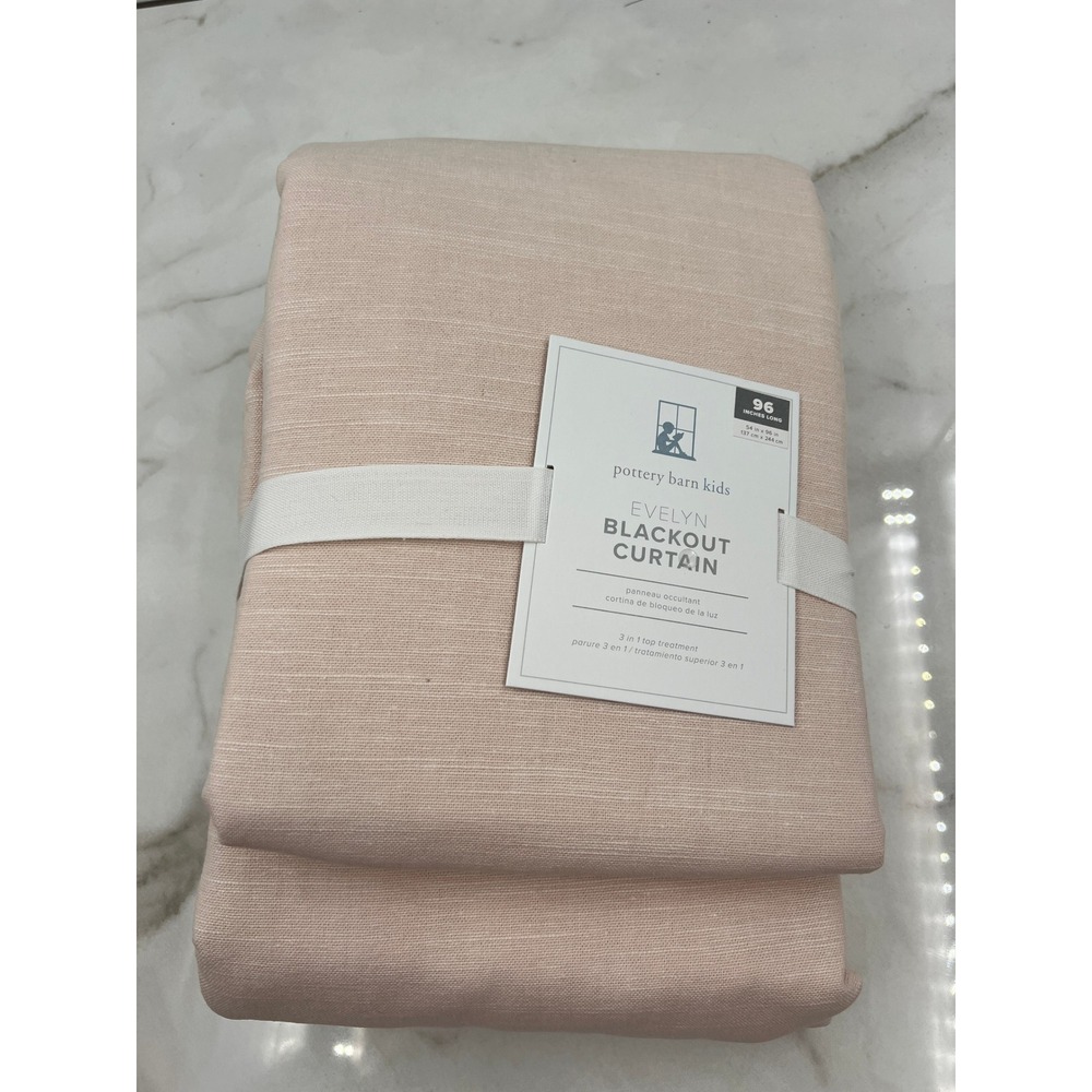 Pottery Barn Kids Curtain 54x96 Pink Evelyn Blackout Cotton Linen Panel NWT